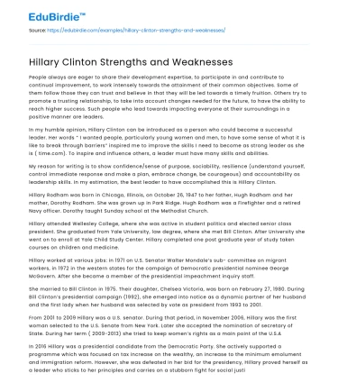 Hillary Clinton Strengths and Weaknesses
