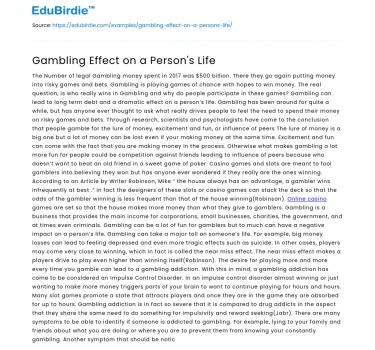 Gambling Effect on a Person’s Life