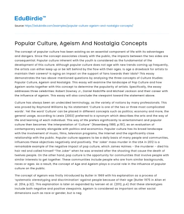 Popular Culture, Ageism And Nostalgia Concepts
