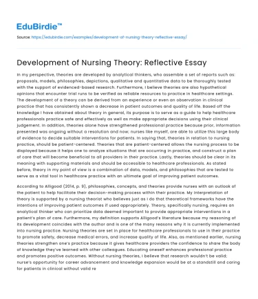 Development of Nursing Theory: Reflective Essay