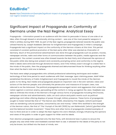 Impact of Propaganda on Nazi Conformity