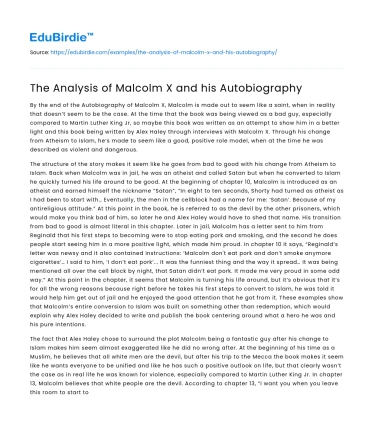 The Analysis of Malcolm X and his Autobiography