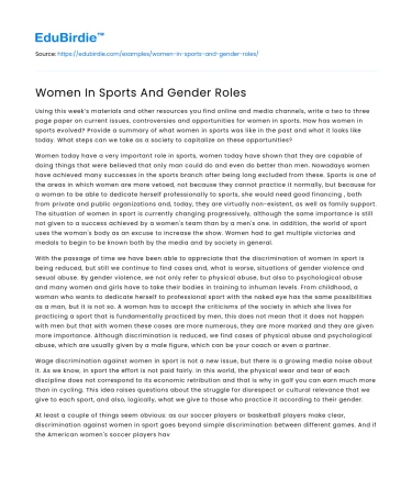 Redefining Gender Roles through Women’s Participation in Sports