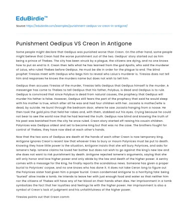 Punishment Oedipus VS Creon in Antigone