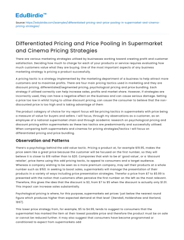 Differentiated Pricing in Supermarket and Cinema Strategies