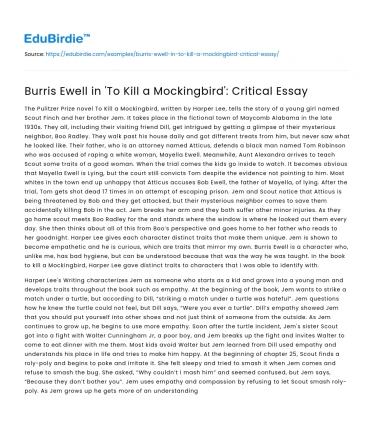 Burris Ewell in ‘To Kill a Mockingbird’: Critical Essay