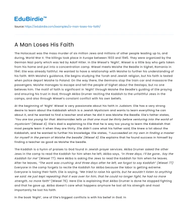 A Man Loses His Faith