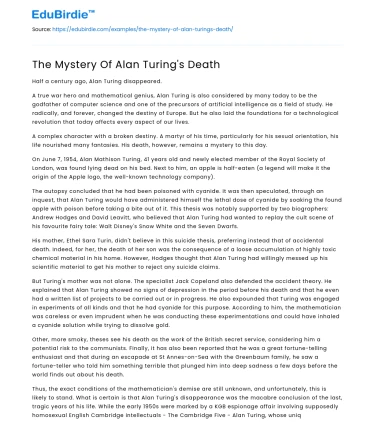 The Mystery Of Alan Turing’s Death