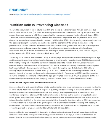Nutrition Role In Preventing Diseases