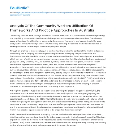 Community Workers’ Use of Frameworks in Australia