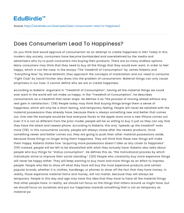 Does Consumerism Lead To Happiness?