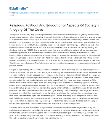 Society’s Aspects in Allegory of The Cave