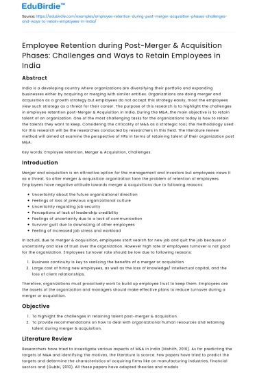 Employee Retention in Post-Merger Phases: Challenges & Ways in India