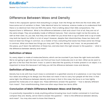 Difference Between Mass and Density