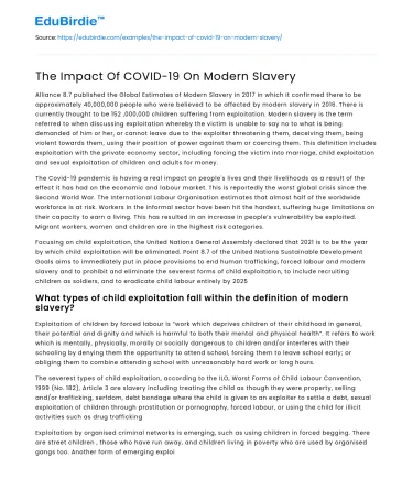 The Impact Of COVID-19 On Modern Slavery