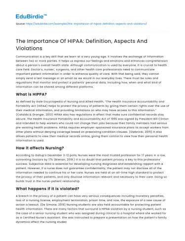 The Importance Of HIPAA: Definition, Aspects And Violations
