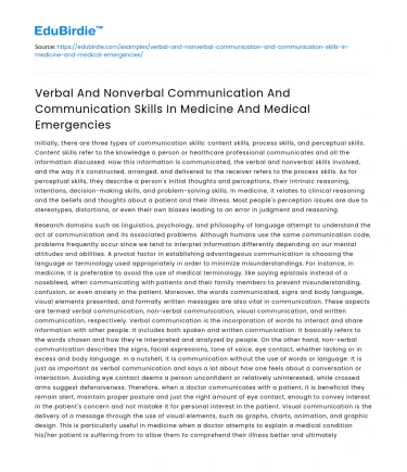 Communication Skills in Medicine & Emergencies