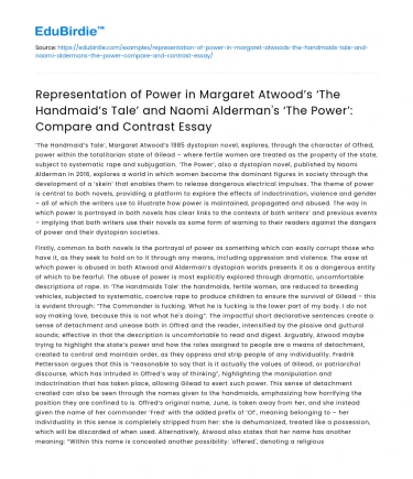 Power in ‘The Handmaid’s Tale’ and ‘The Power’: A Comparison