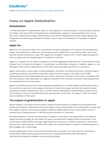Apple’s Global Influence through Globalization