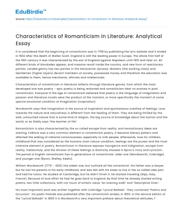 Key Traits of Romanticism in Literature