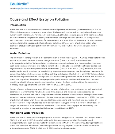 Cause and Effect Essay on Pollution