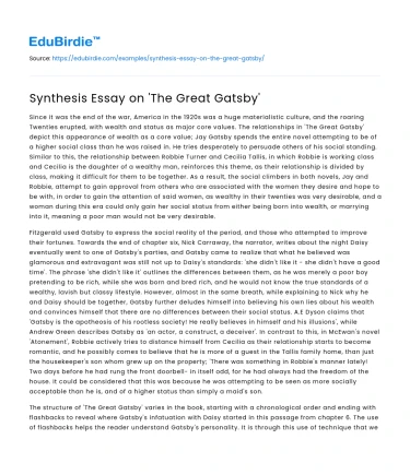 Synthesis Essay on ‘The Great Gatsby’