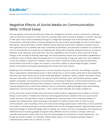 Negative Effects of Social Media on Communication Skills