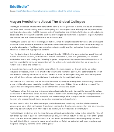 Mayan Predictions About The Global Collapse