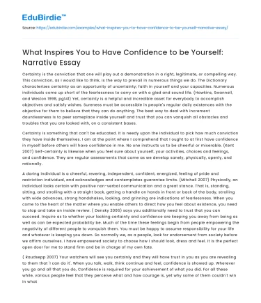 Sources of Self-Confidence: Being Truly Yourself