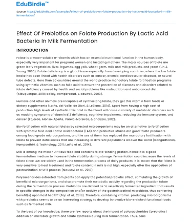 Prebiotics impact folate in milk fermentation