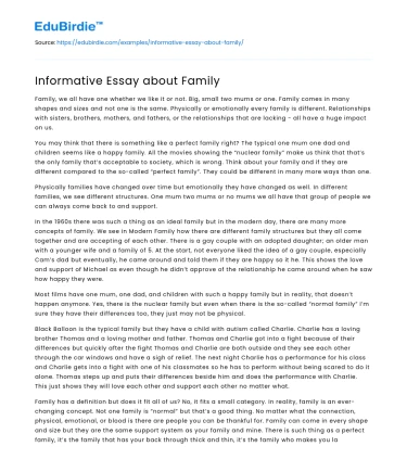 Informative Essay about Family