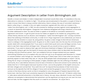 Argument Description In Letter From Birmingham Jail