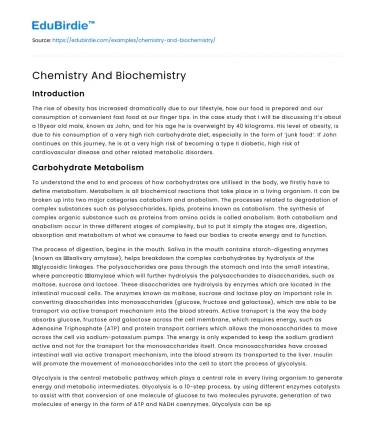 Chemistry And Biochemistry
