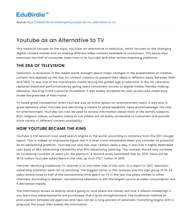 Youtube as an Alternative to TV