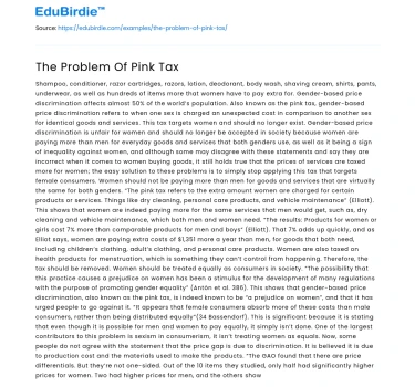 The Problem Of Pink Tax