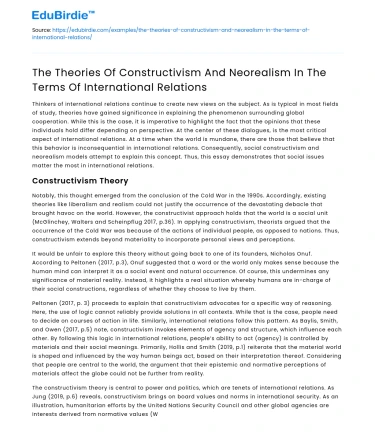 Comparing Constructivism & Neorealism in International Relations