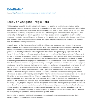 Essay on Antigone Tragic Hero