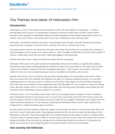 The Themes And Ideas Of Halloween Film