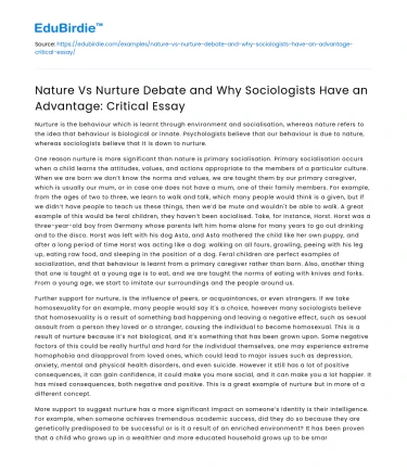 Nature vs Nurture in Sociology: Why Sociologists Hold an Advantage