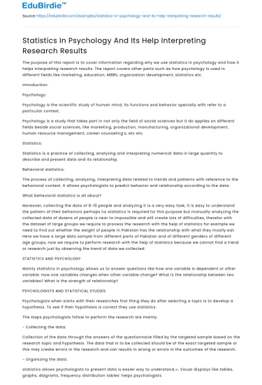 Statistics In Psychology And Its Help Interpreting Research Results