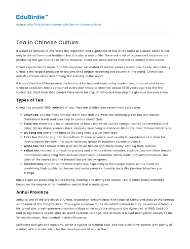 The Cultural Significance of Tea in China