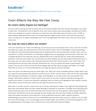 Color Affects the Way We Feel: Essay