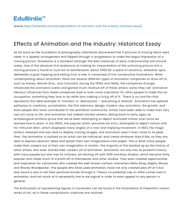 Evolution and Impact of the Animation Industry