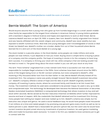 Bernie Madoff: The Scam of America