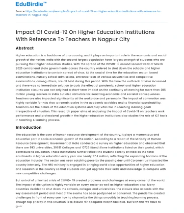 Covid-19 Impact on Higher Ed in Nagpur: Teachers