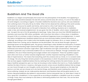 Buddhism And The Good Life