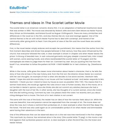 Themes and Ideas in The Scarlet Letter Movie