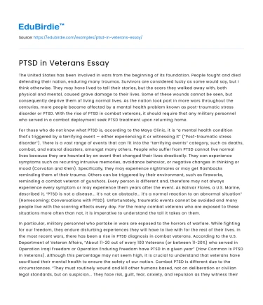 PTSD in Veterans Essay