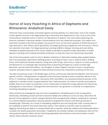 Analyzing the Horror of Ivory Poaching in Africa