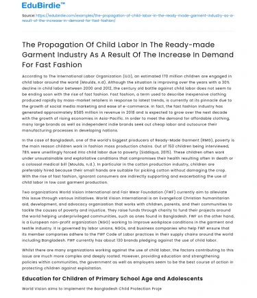 Child Labor in Fast Fashion Industry: Propagation due to Demand